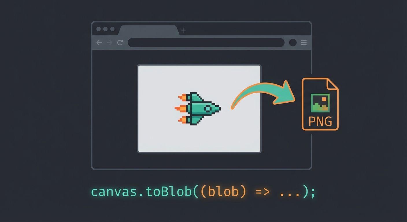Code example showing canvas.toBlob used to export a canvas as an image