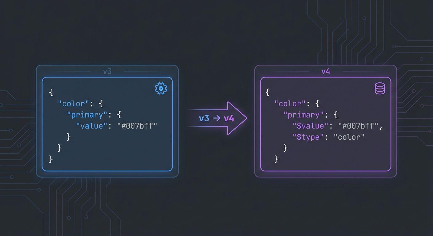 Code comparison between Style Dictionary v3 and v4 W3C DTCG token formats